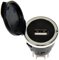 Dorman USB port cover installed on dashboard for durable, seamless fit.