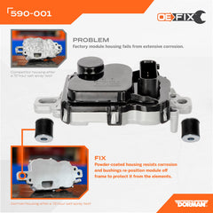 Dorman 590-001 powder-coated housing shown for corrosion resistance