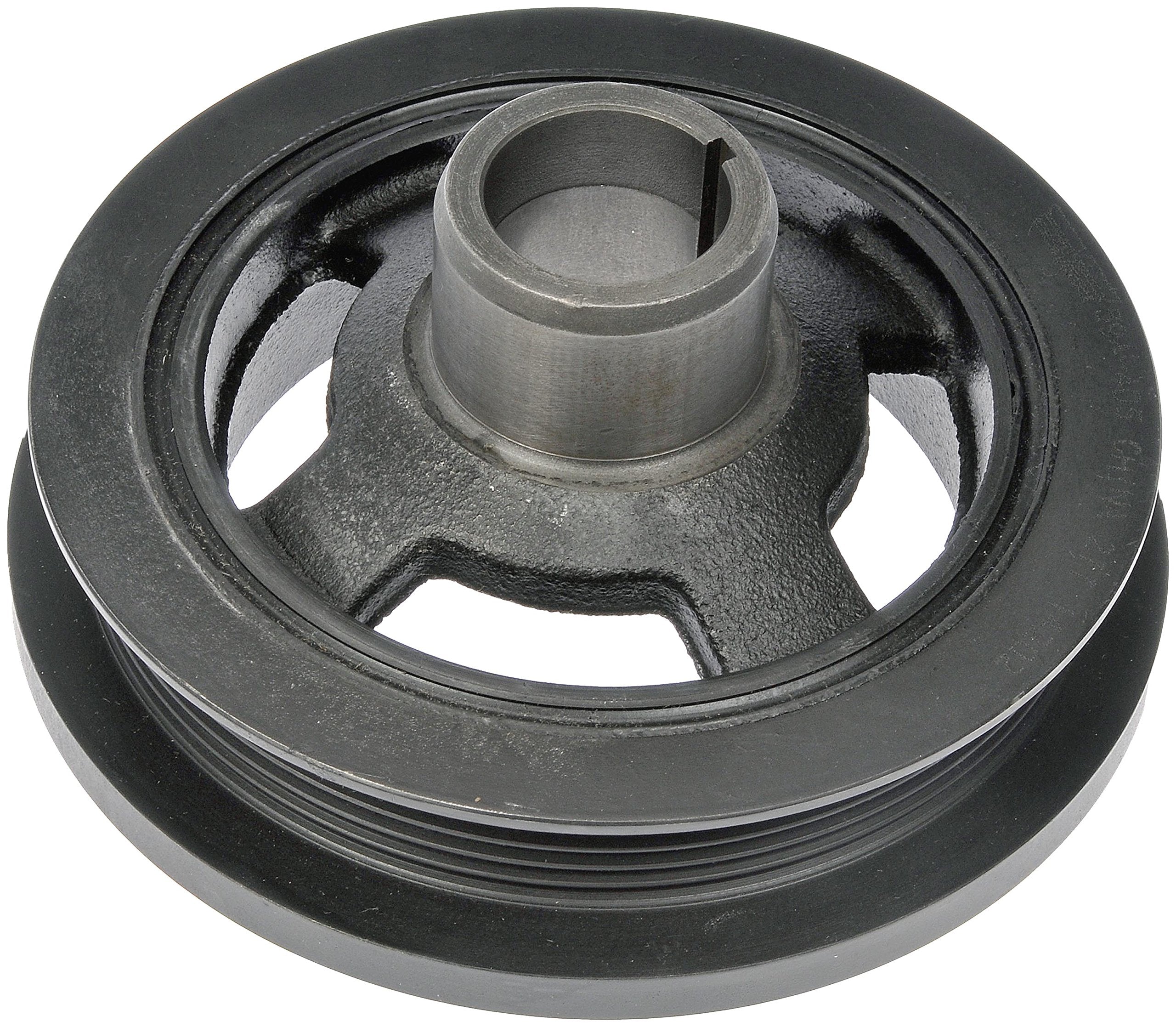 Dorman harmonic balancer front view showing vibration absorption and durability.
