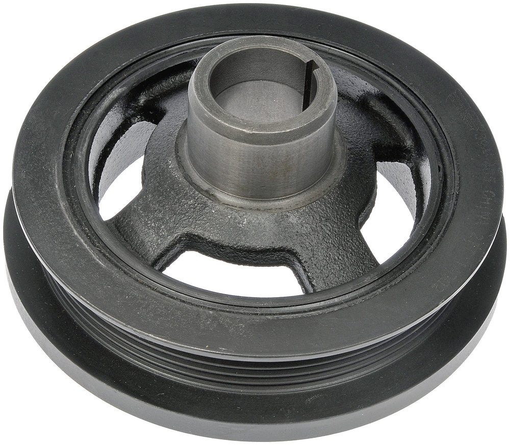 Dorman harmonic balancer front view showing vibration absorption and durability.