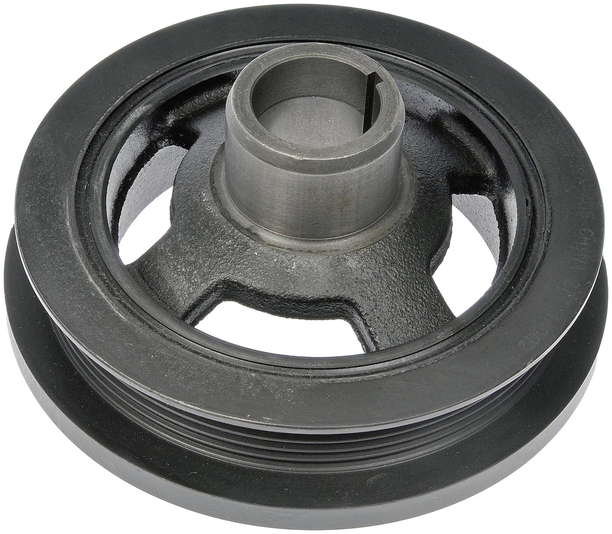 Dorman harmonic balancer front view showing vibration absorption and durability.