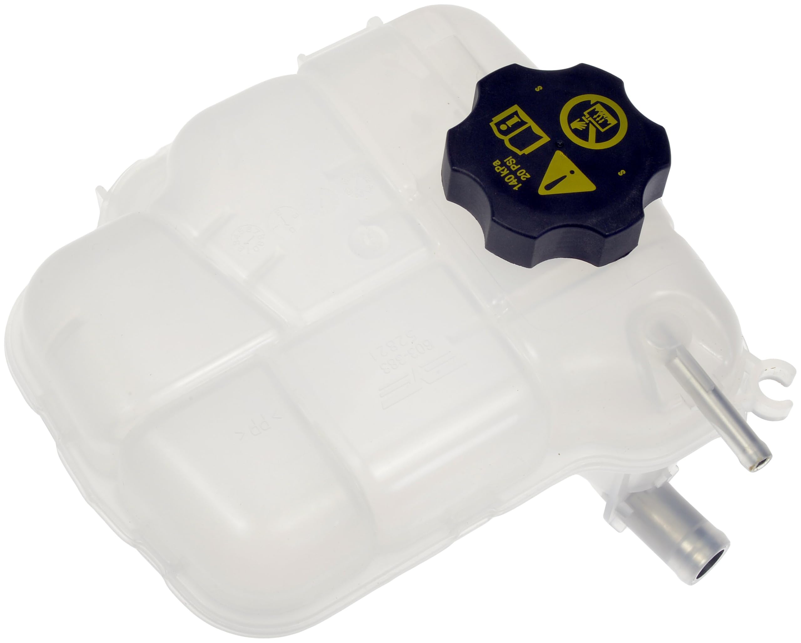 Dorman 603-383 coolant reservoir with cap for Buick and Chevrolet, a reliable replacement.