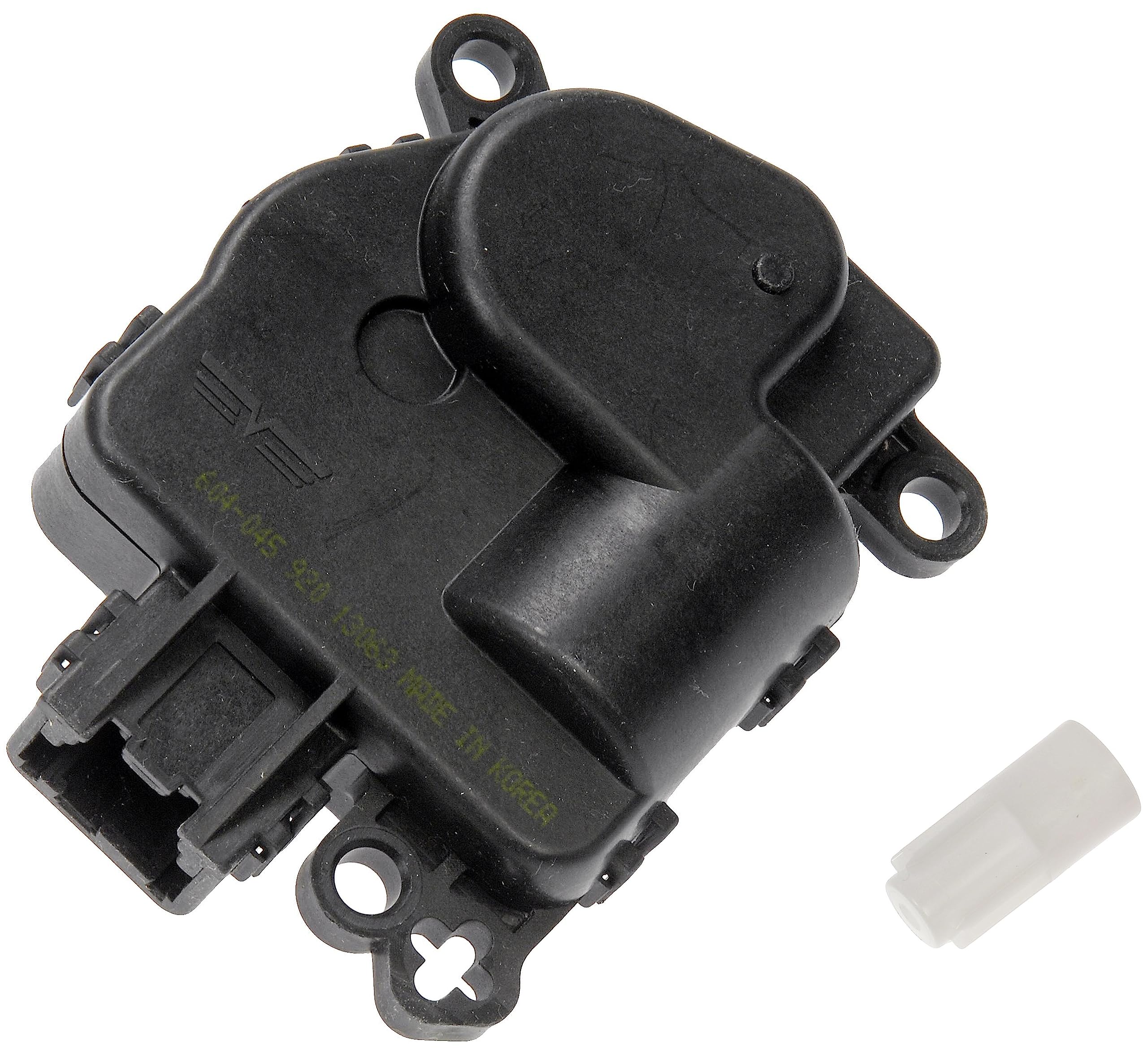 Dorman 604-045 HVAC blend door actuator in direct replacement installation shot