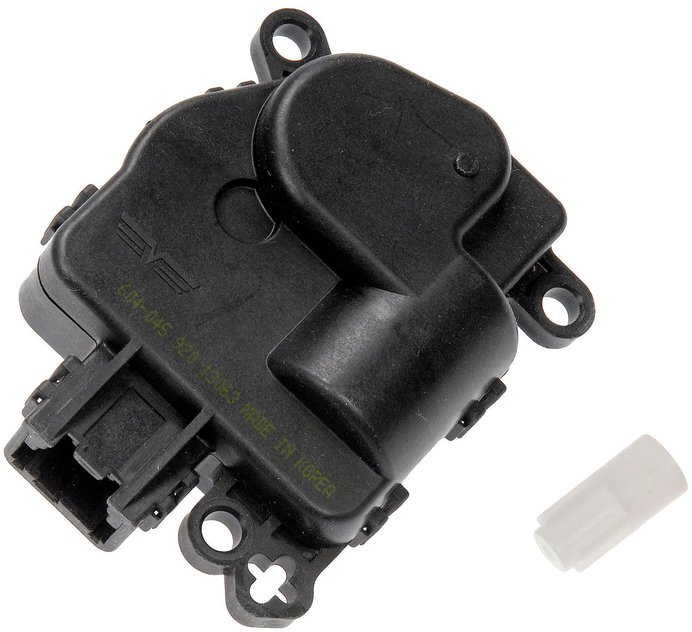 Dorman 604-045 HVAC blend door actuator in direct replacement installation shot