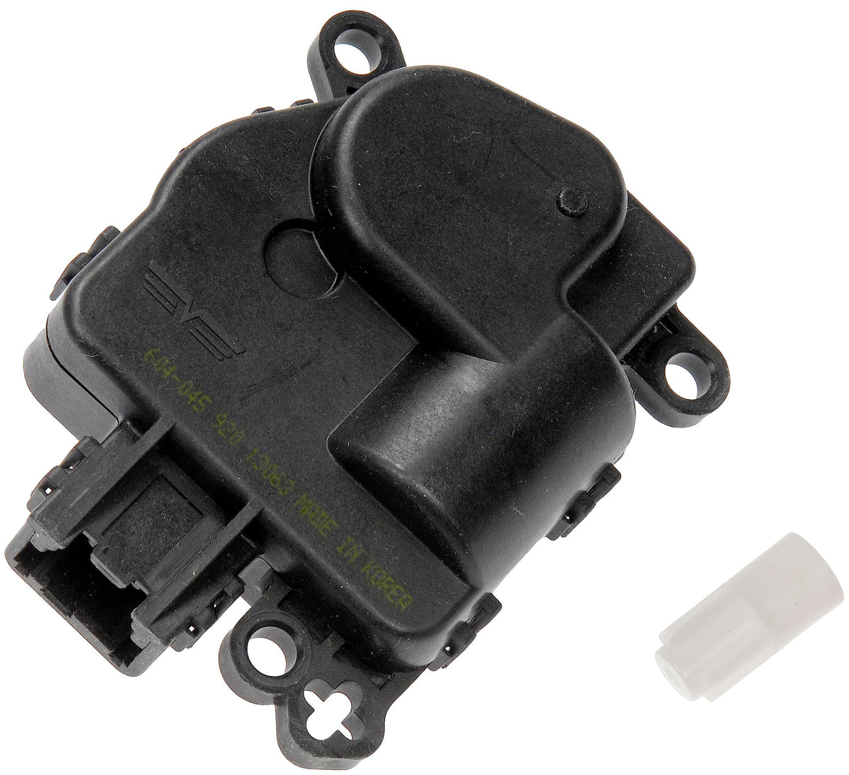Dorman 604-045 HVAC blend door actuator in direct replacement installation shot