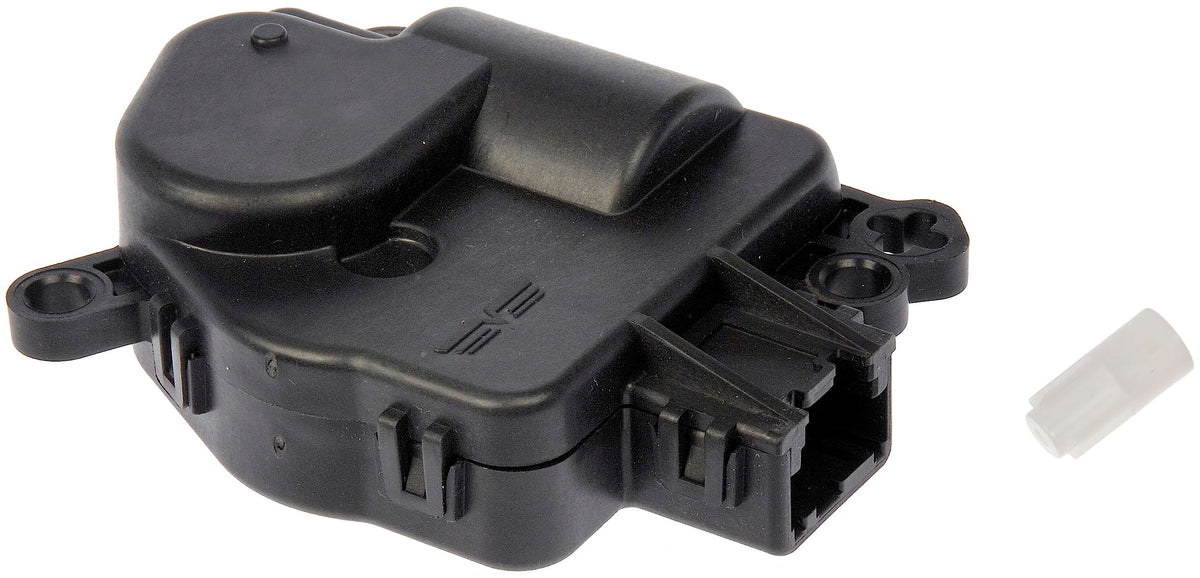 Dorman 604-224 blend door actuator close-up confirms precise plug-and-fit for HVAC control.
