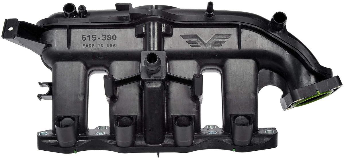 Dorman 615-380 intake manifold front view showing PCV valve retention feature
