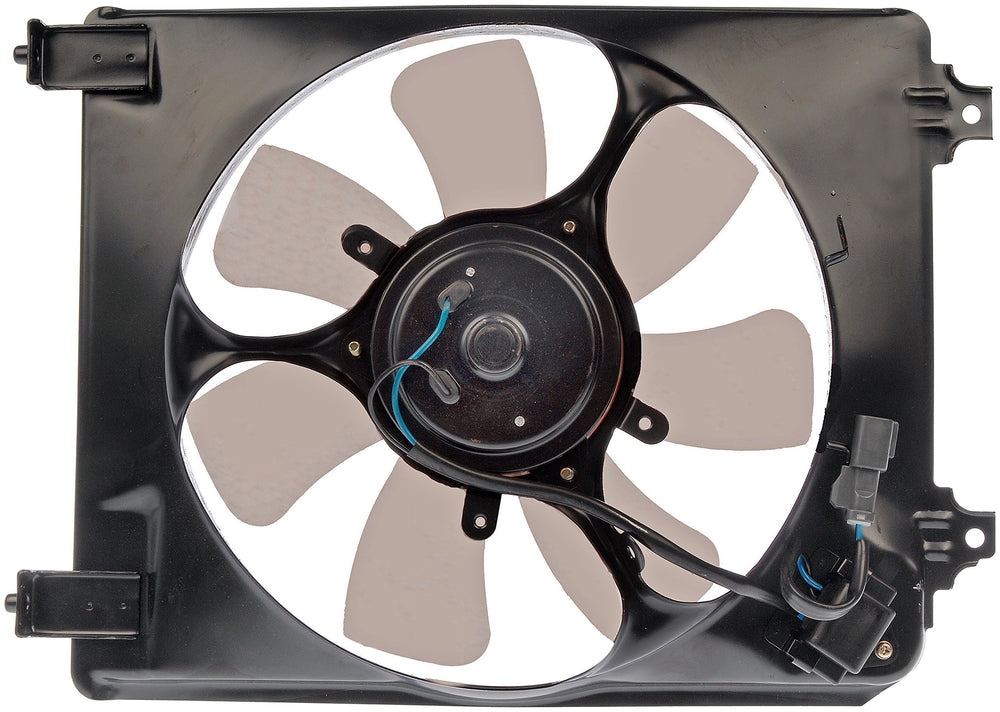 Dorman 621-011 condenser fan close-up shows durable housing and blades