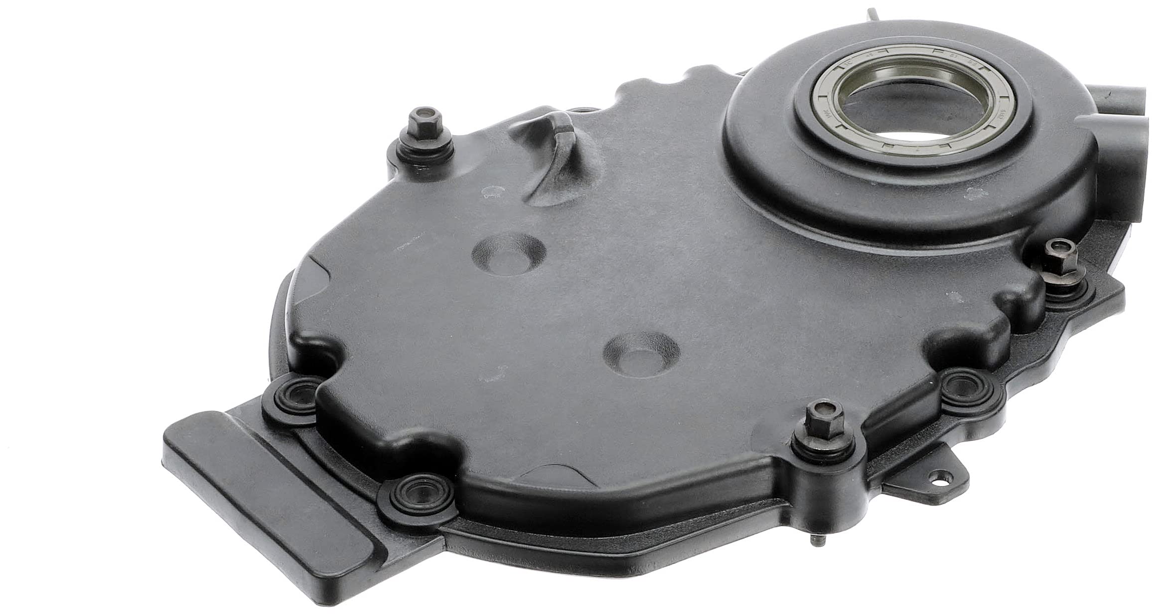 Dorman 635-505 timing cover, side view, precision-fit component for long service life