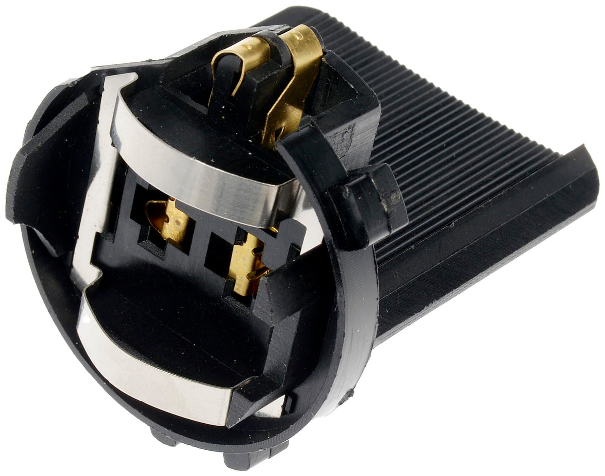 Dorman 645-127 headlight socket closeup showing corrosion-resistant contacts for VW models.