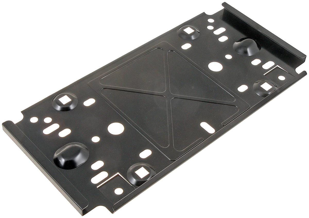 Dorman 68148 front license plate bracket installed on a vehicle for secure mounting