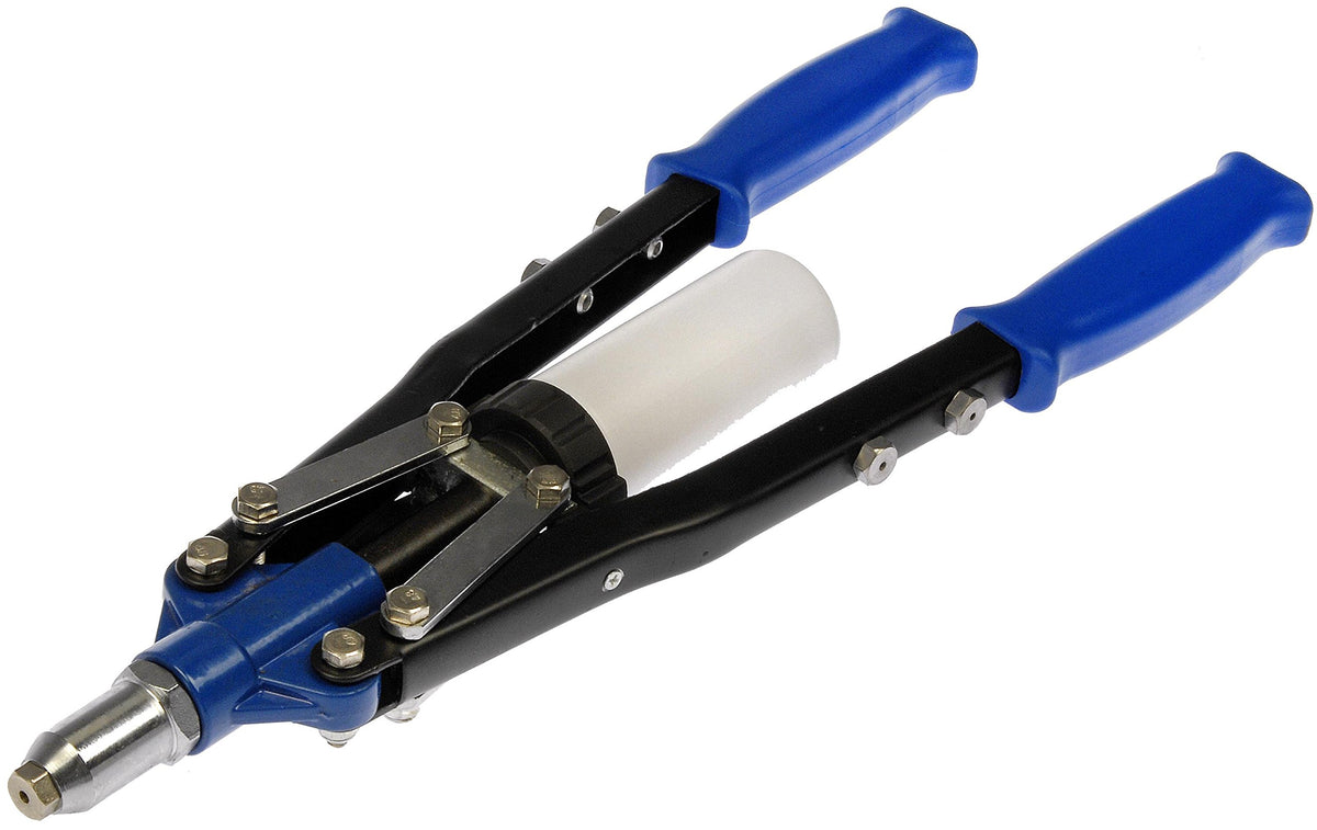 Dorman 743-100 hand rivet gun ready for multi-size riveting on a window regulator.