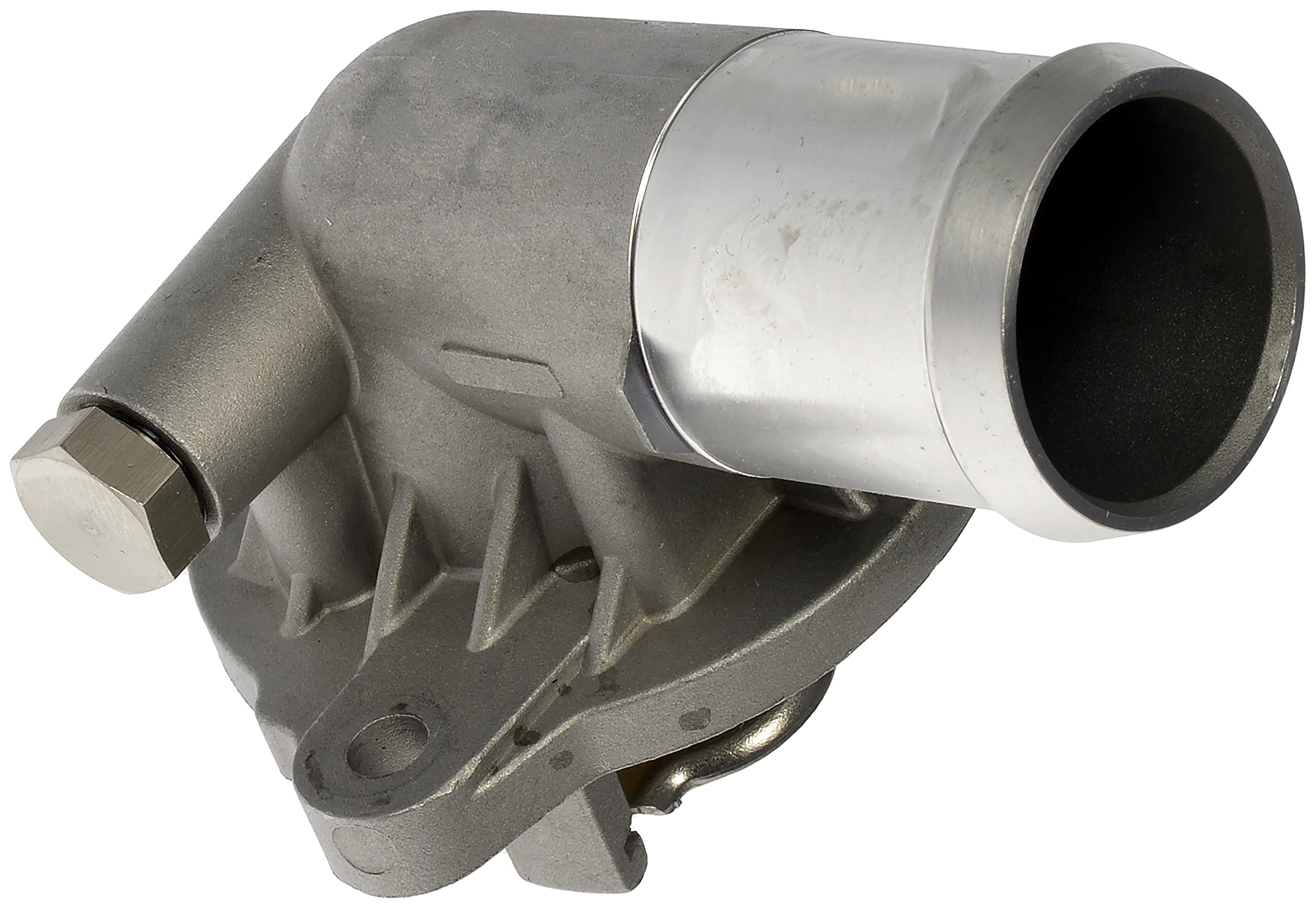 Dorman 902-3035HP thermostat housing with aluminum body for enhanced durability.
