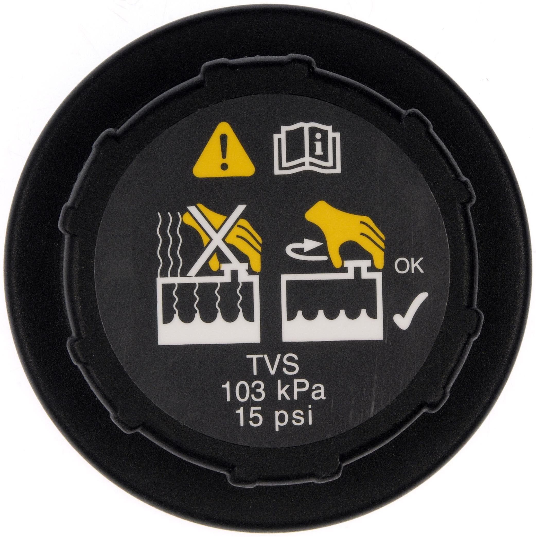 Dorman 902-5102 cap side view; easy replacement without dealership visit