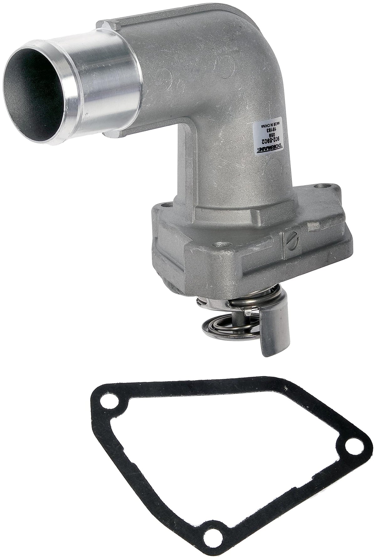 Dorman 902-5902 thermostat housing front view for Infiniti and Nissan, durable replacement.