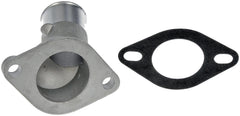 Dorman 902-694 engine coolant thermostat housing, side view, durable upgrade resists cracks.