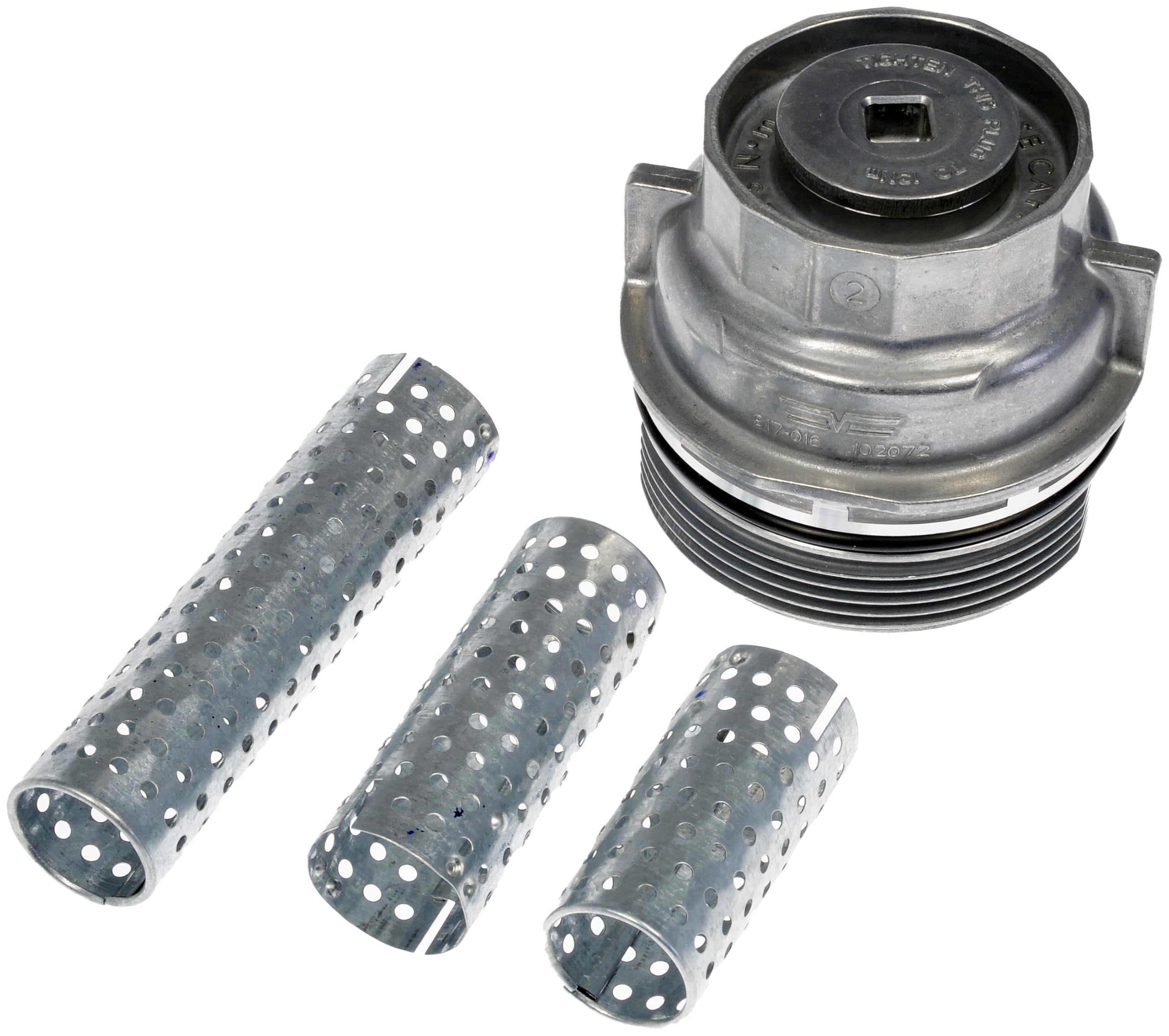 Dorman 917-016 aluminum oil filter cap; durable direct replacement for Lexus, Scion, and Toyota engines.