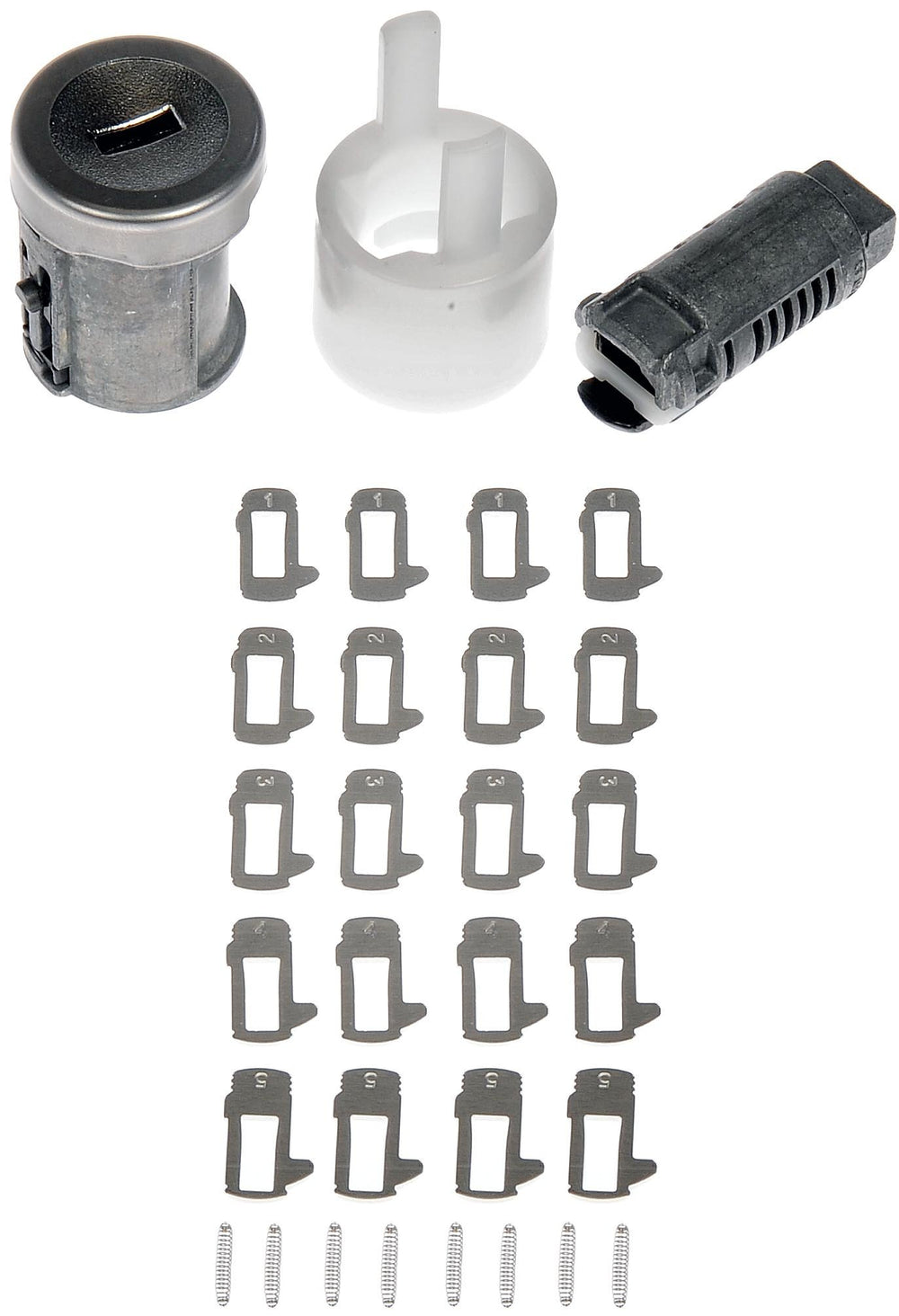 Dorman 924-717 ignition lock cylinder front view, direct replacement for select Ford/Lincoln/Mercury models.