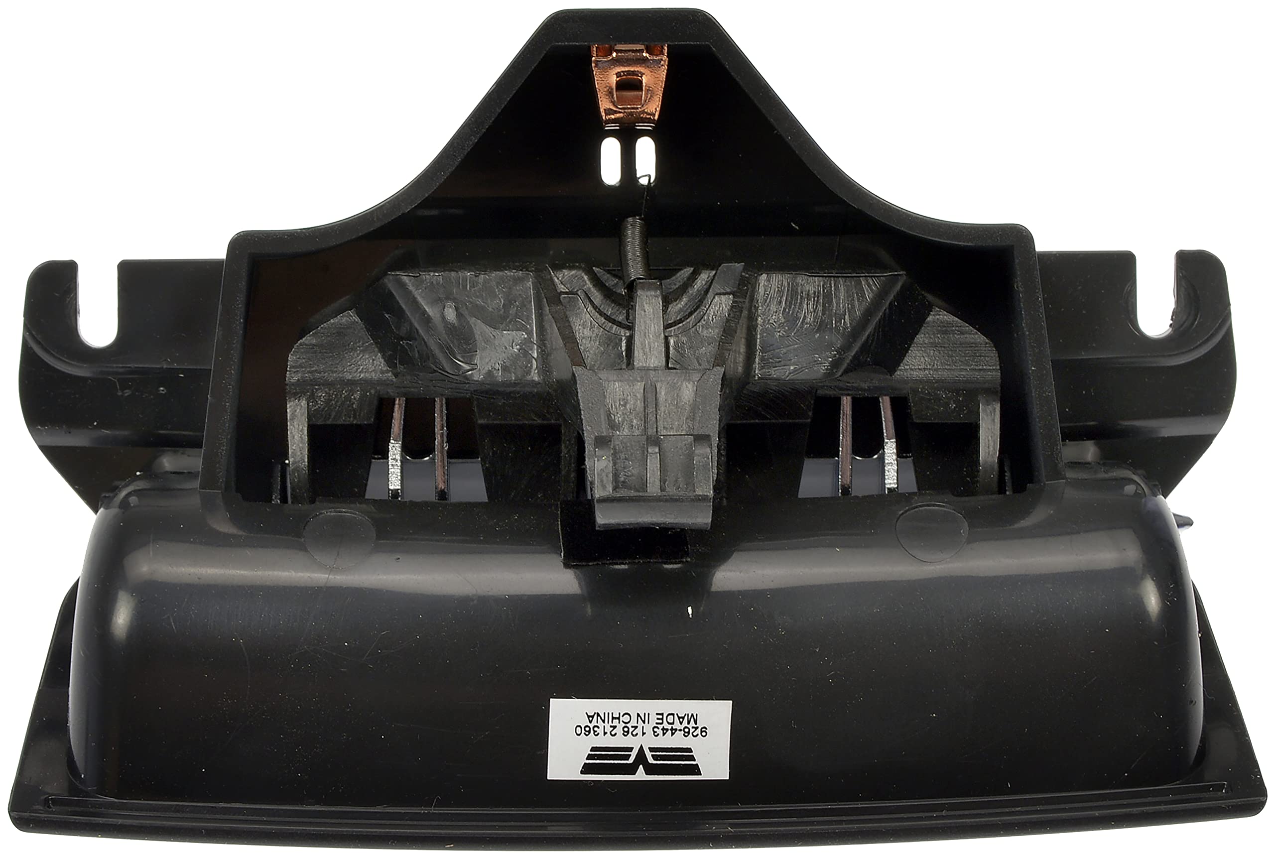 Dorman center console latch in hand shows installation-ready part.