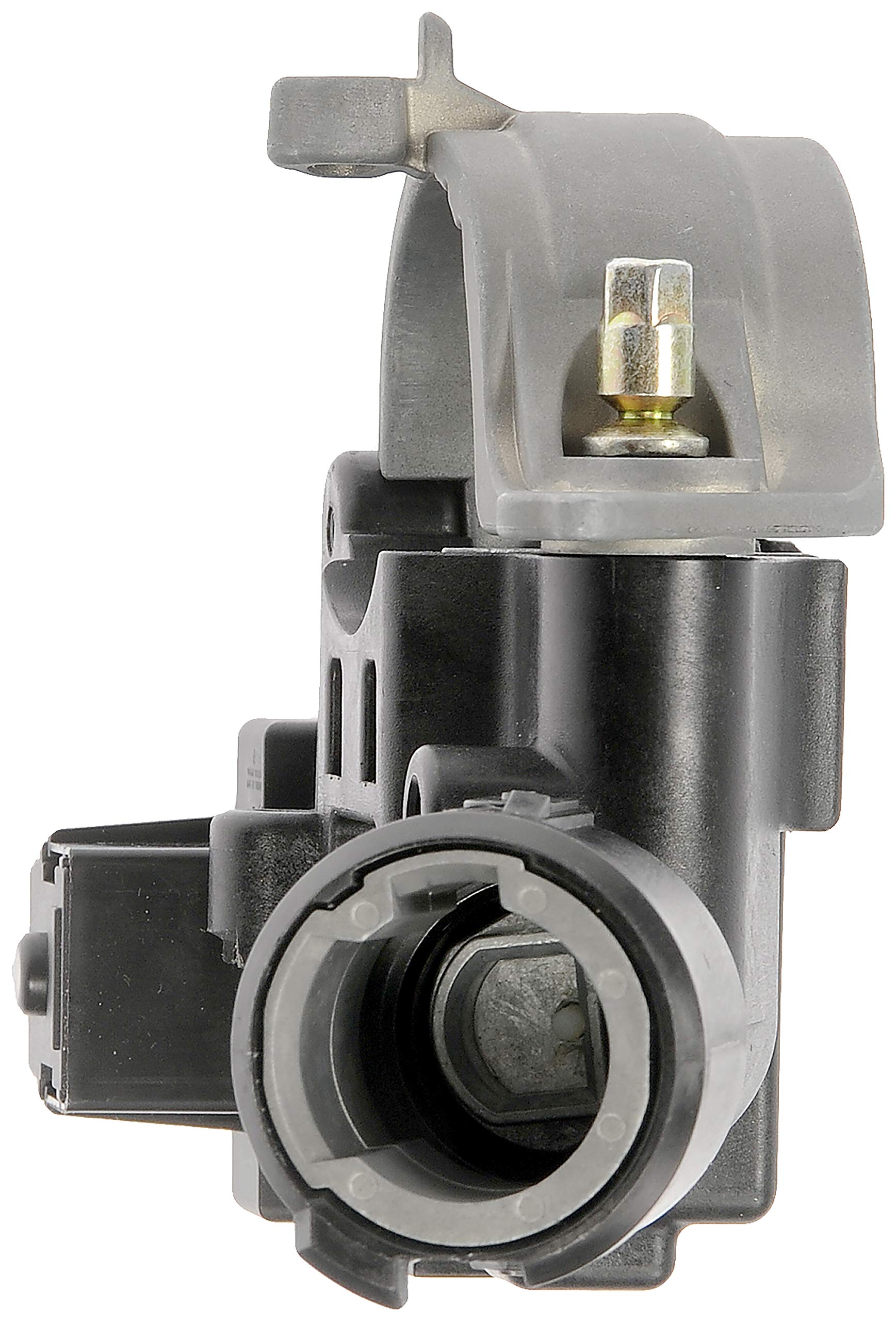 Dorman 989-019 ignition lock housing side view highlights compact aluminum-plastic build for longevity