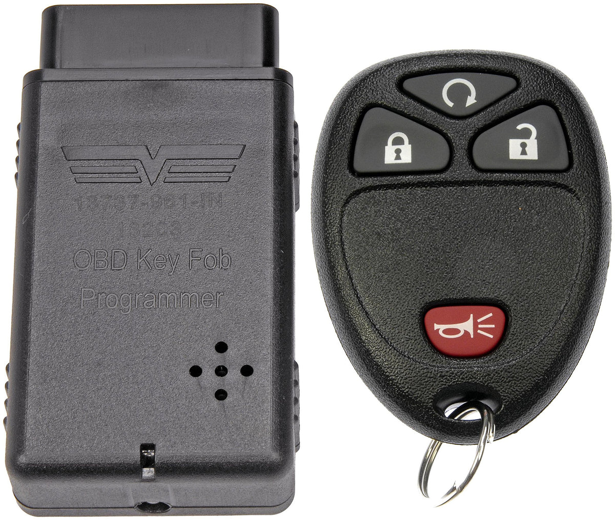 Dorman 99162 keyless remote front view shows 4-button layout for quick DIY use