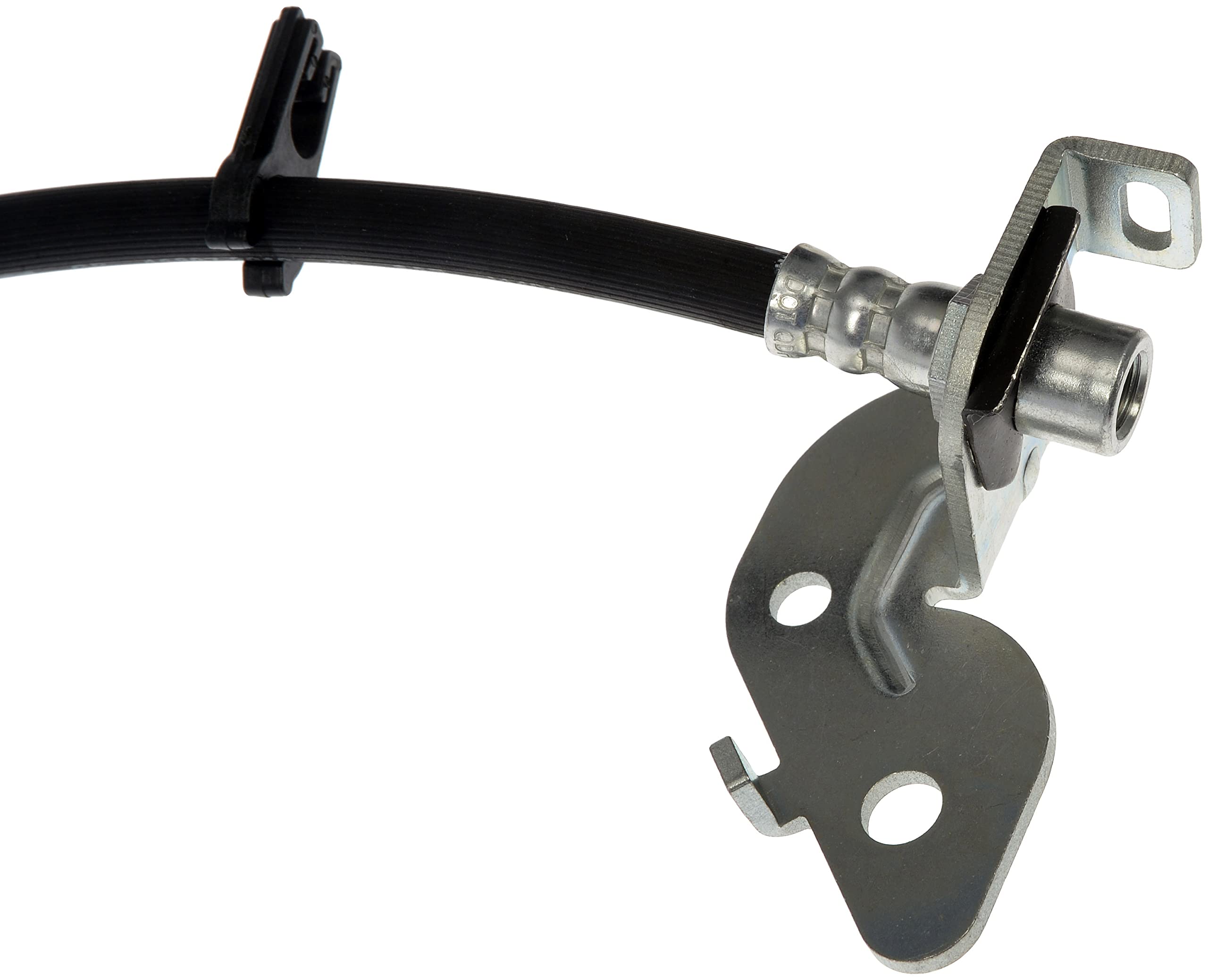Dorman H621461 brake hose durability shot emphasizes corrosion-resistant fittings.