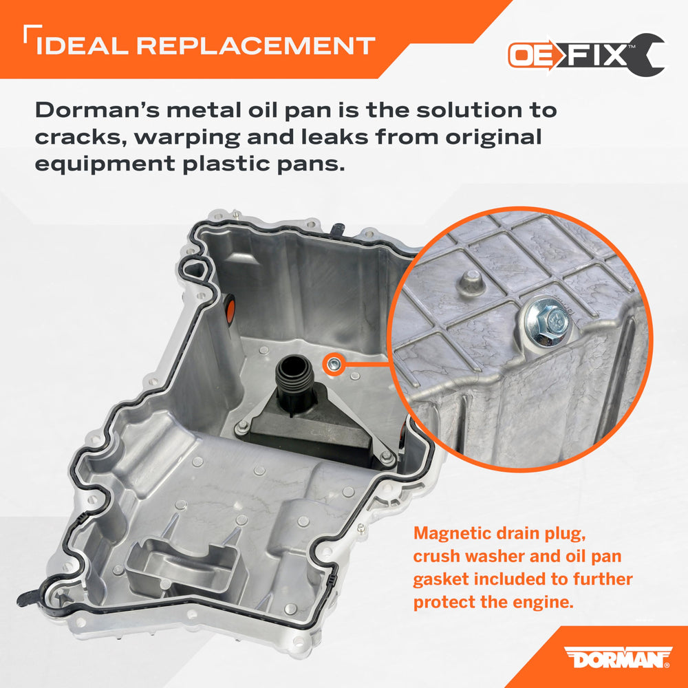 Dorman OE FIX aluminum oil pan half improves durability and leak resistance