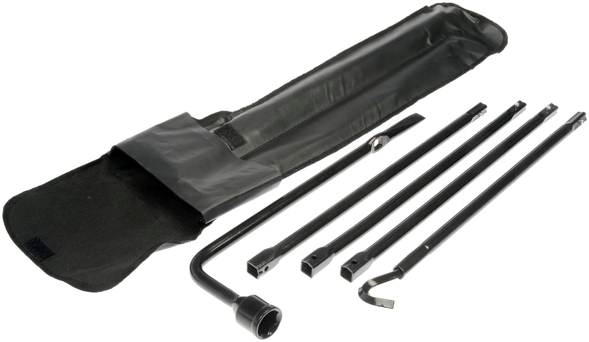 Dorman spare tire jack handle close-up, durable construction for reliable roadside tire changes.
