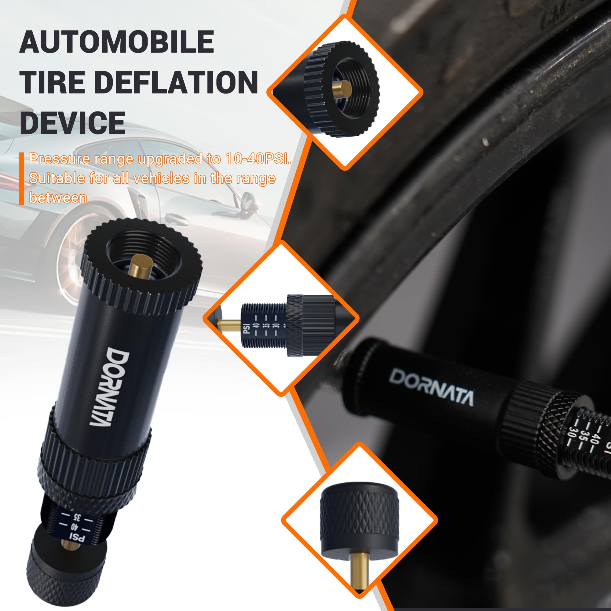 DORNATA durable calibrated deflator delivers quick and accurate tire bleed.