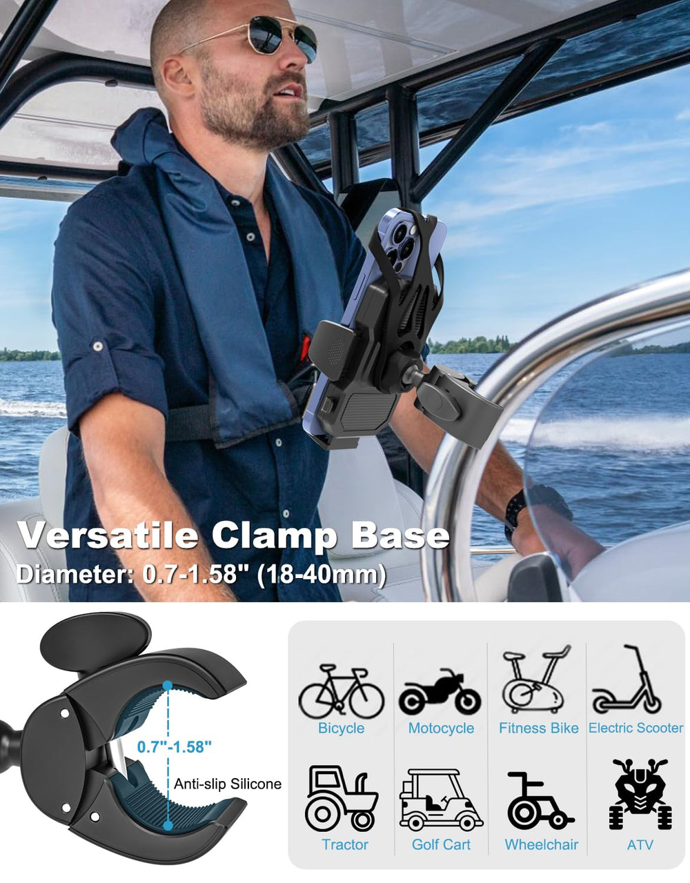 Dosvsi silicone protection cushions the phone and rails during rough seas
