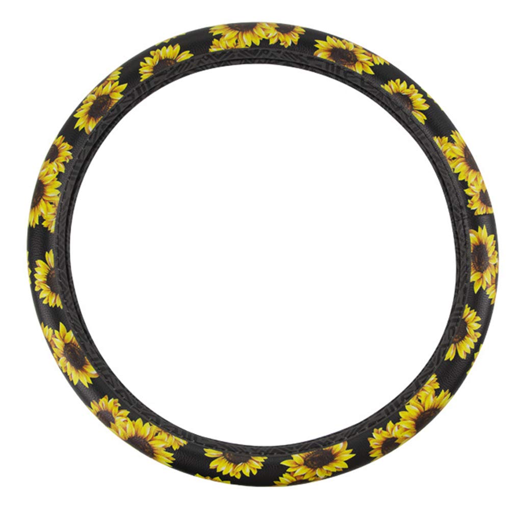 Car interior decor with Dotesy floral steering wheel cover