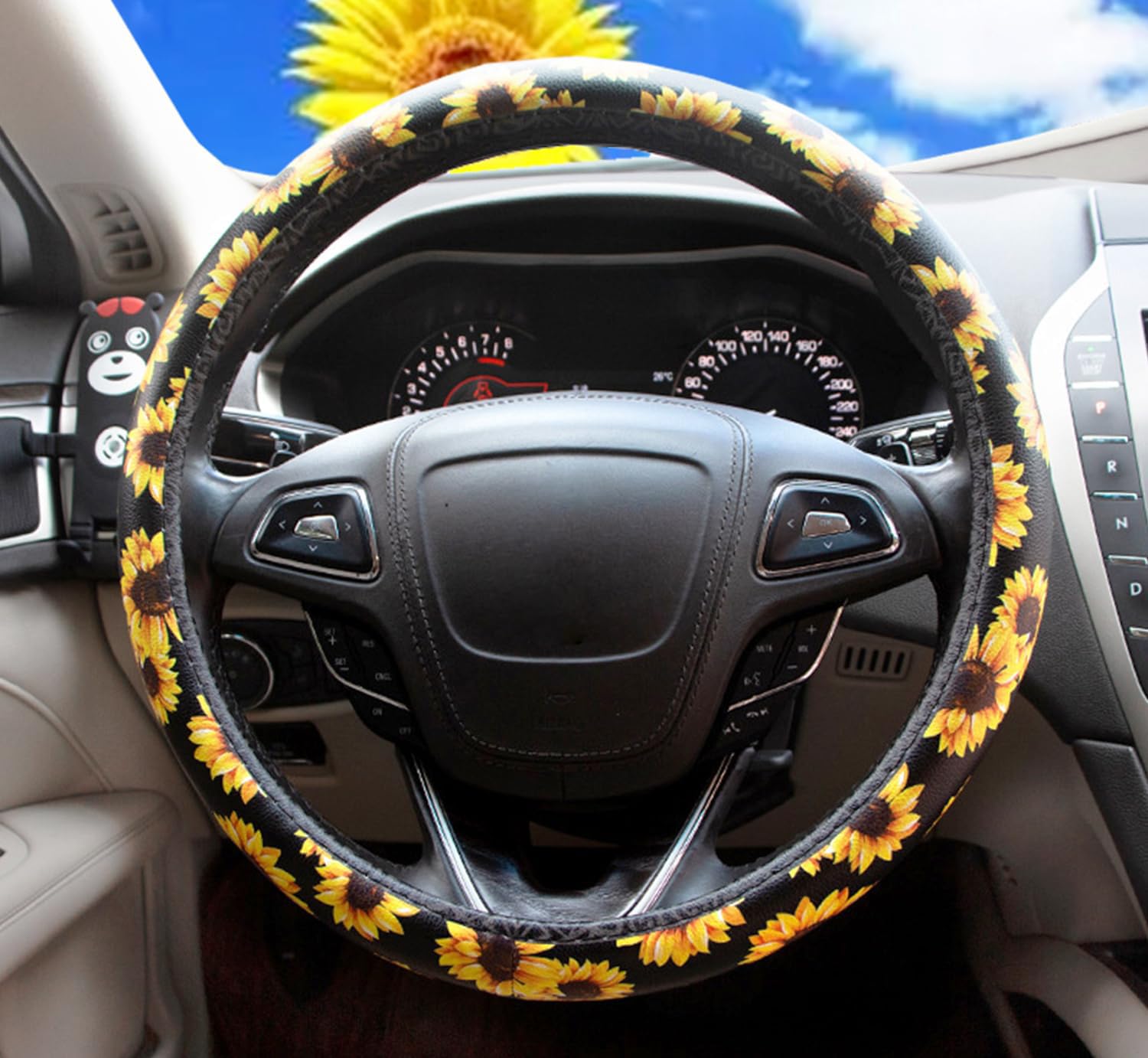 Floral pattern steering wheel cover adding style to your car interior
