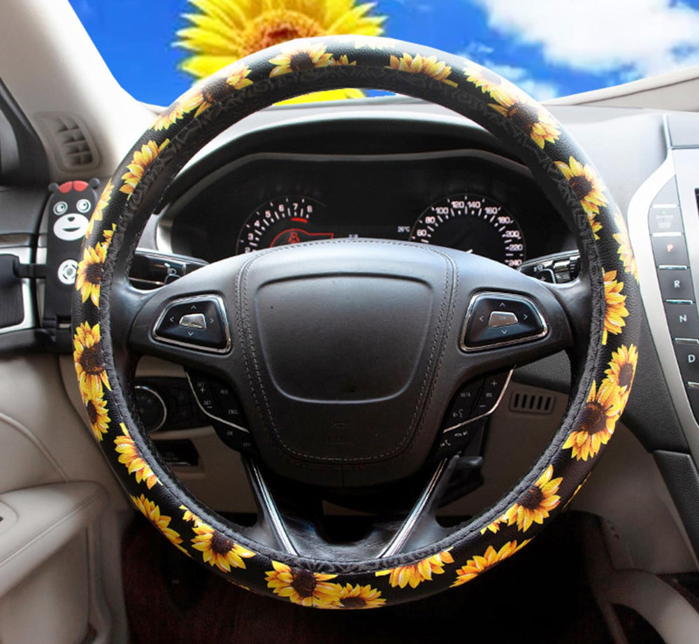 Floral pattern steering wheel cover adding style to your car interior