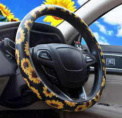 Dotesy leather flowers steering wheel cover on a 38cm wheel, premium feel and grip