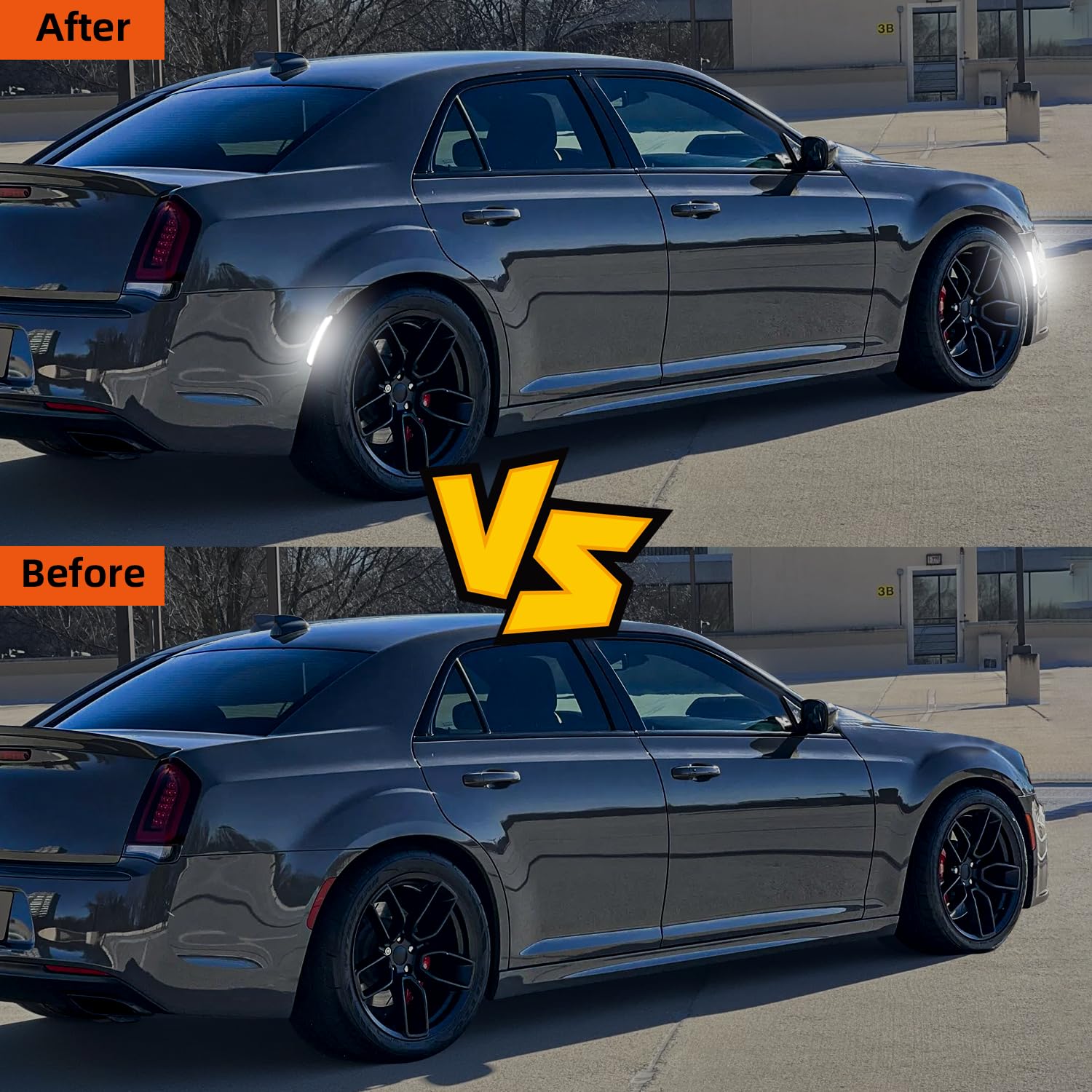 DouMmantn Chrysler 300 rear smoked side marker lights for night signaling