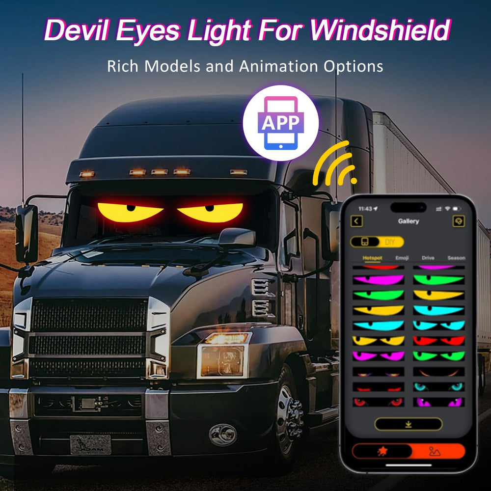 DouMmantn programmable LED display shows customizable patterns on the windshield.