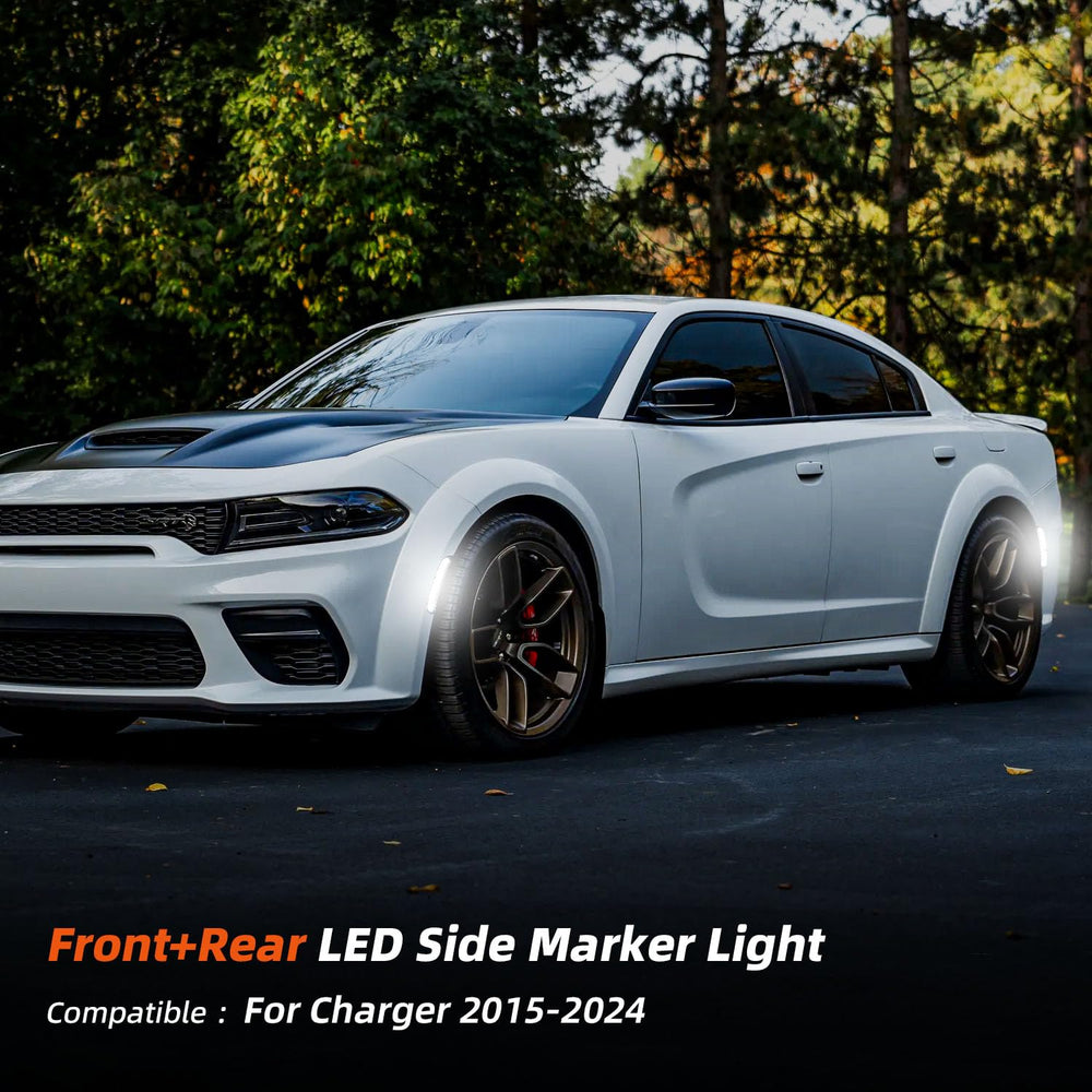 DouMmantn front-left Charger side marker light for improved daytime visibility.