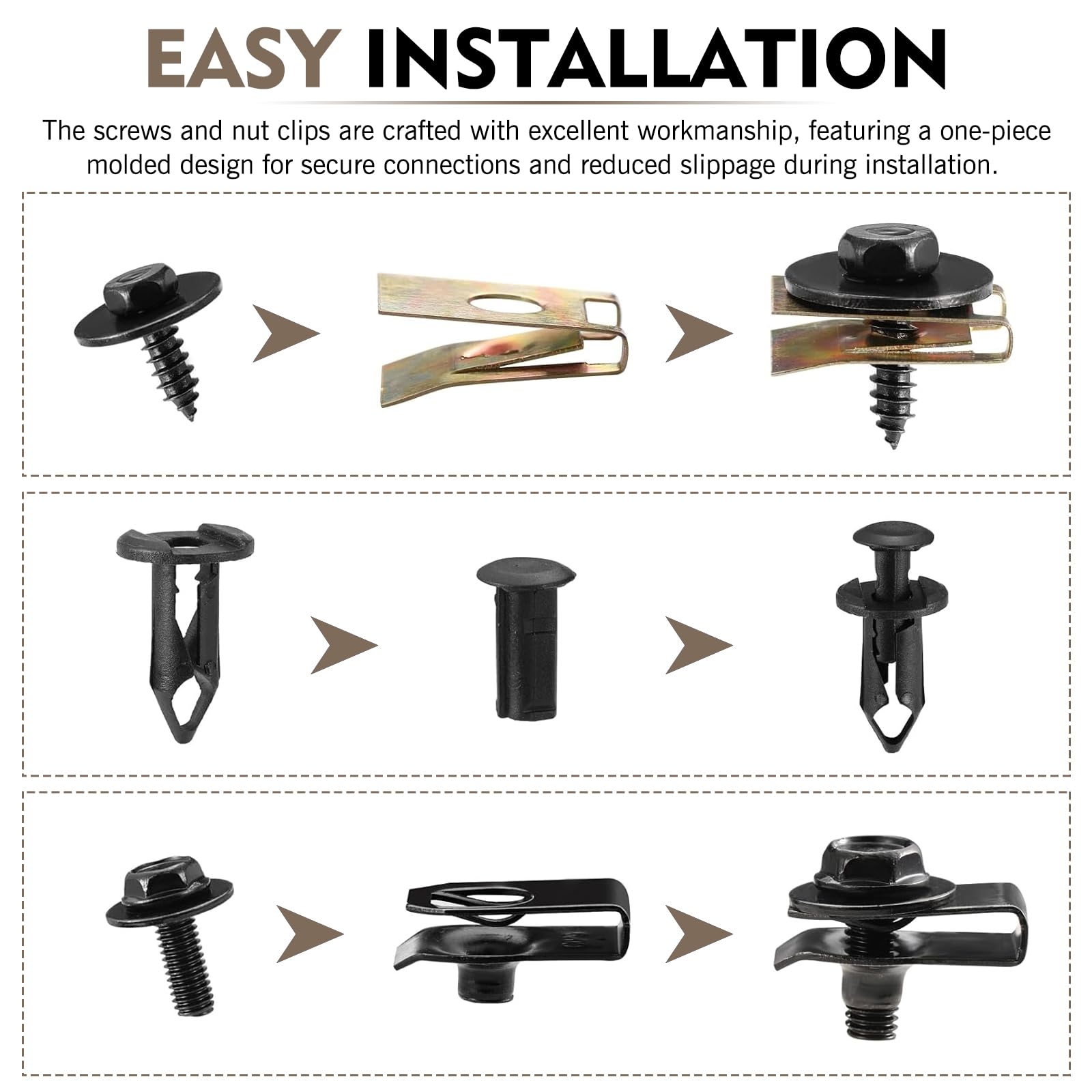 Downhill undertray screws installation close-up demonstrates easy non-drill fitting.