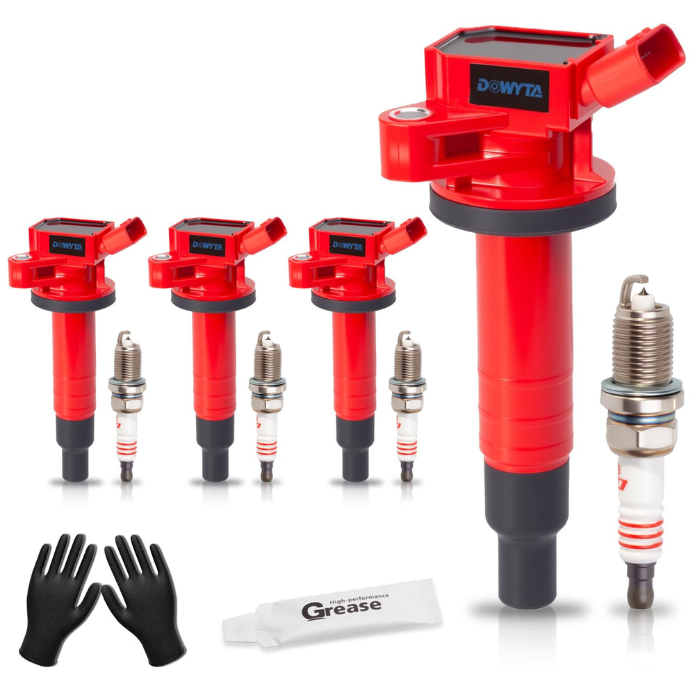DOWYTA ignition coil pack for Toyota Corolla showing durable housing and copper wiring.