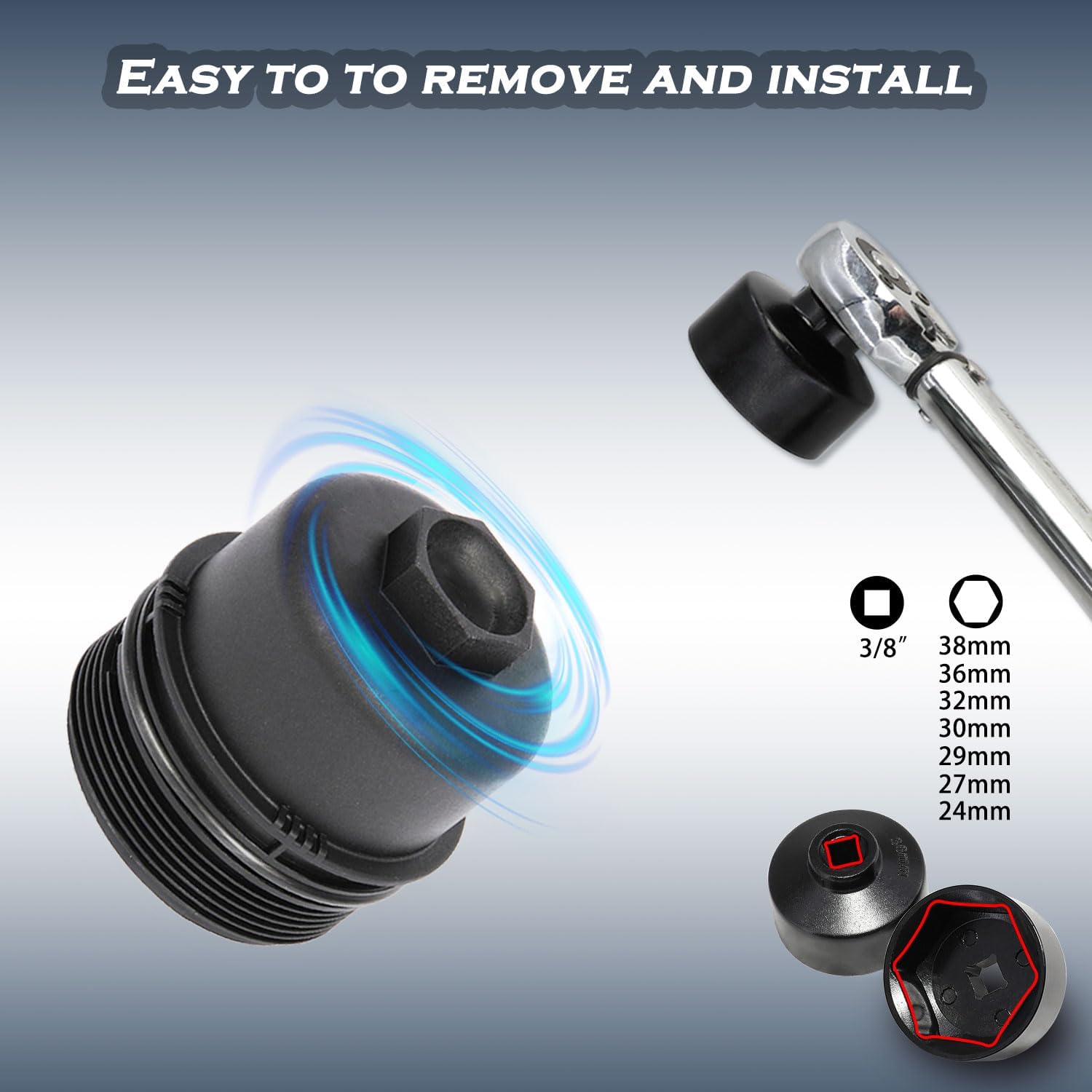 DPTOOL 38mm socket suits Opel/Vauxhall canisters for easier cap removal.