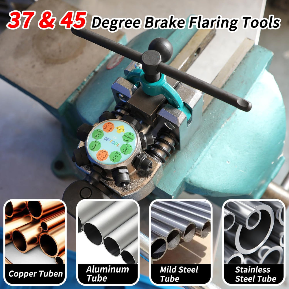 DPTOOL brake flaring tool kit with 37-degree die head for accurate flare shaping