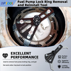 DPTOOL tool with breaker bar used to remove locking ring smoothly.