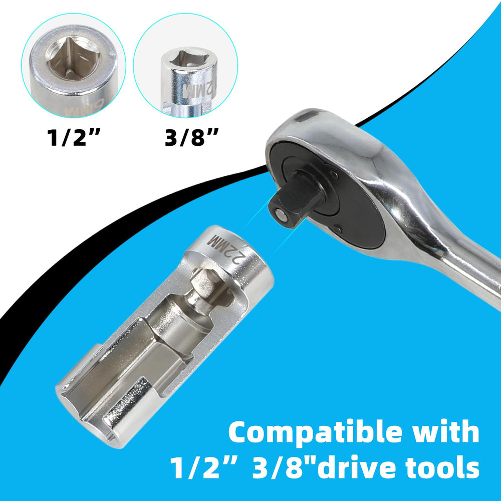 DPTOOL 16mm socket in 1/2in drive enables robust flare-nut access.
