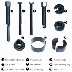DPTOOL power steering pulley puller with extended pressure screw for easier removal.