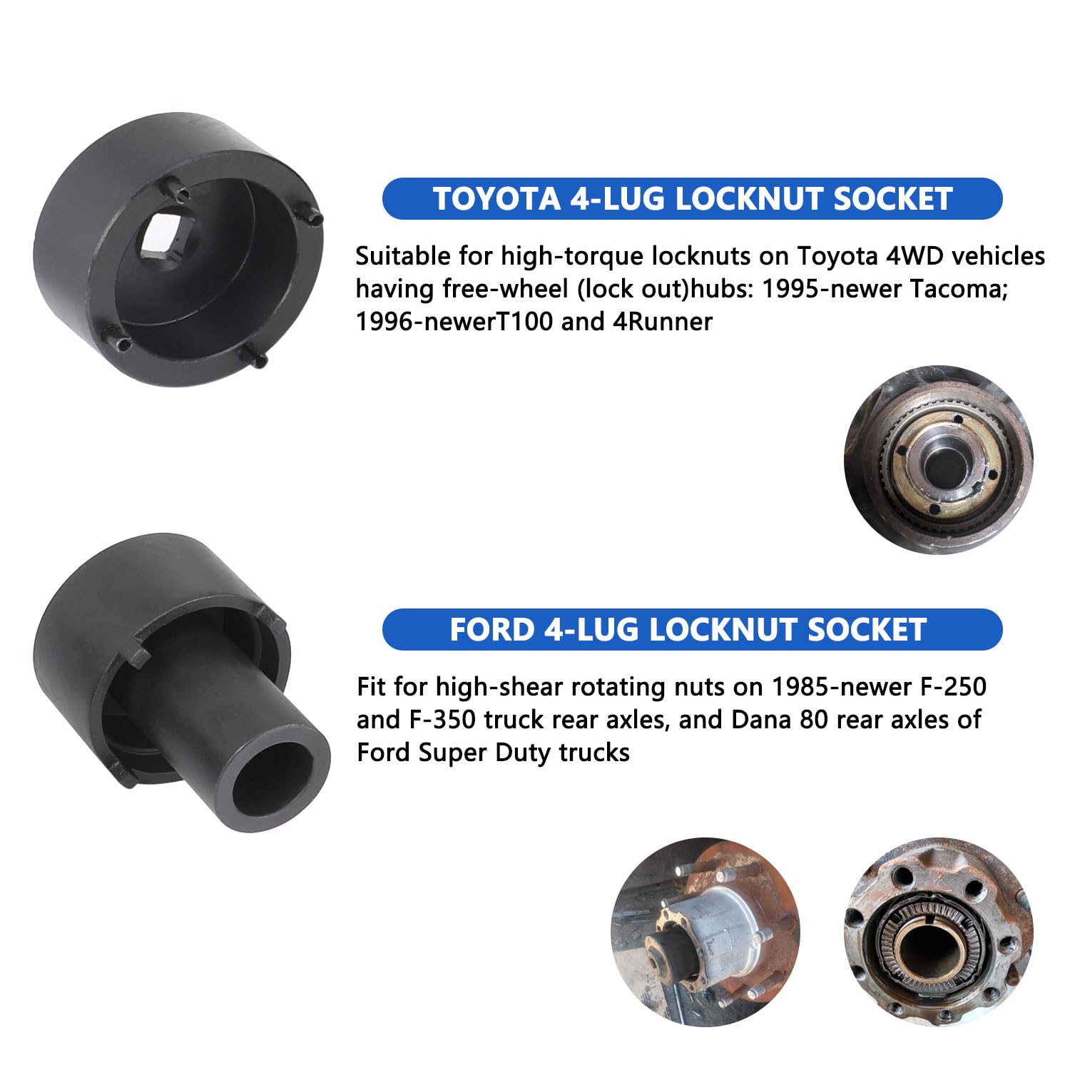 DPTOOL 2-1-4in inner 4lug socket ensures alignment.