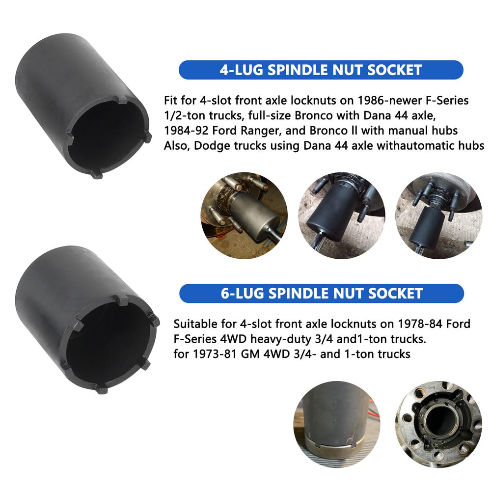 DPTOOL 2-3-8in outer 4lug socket eases stubborn nuts.