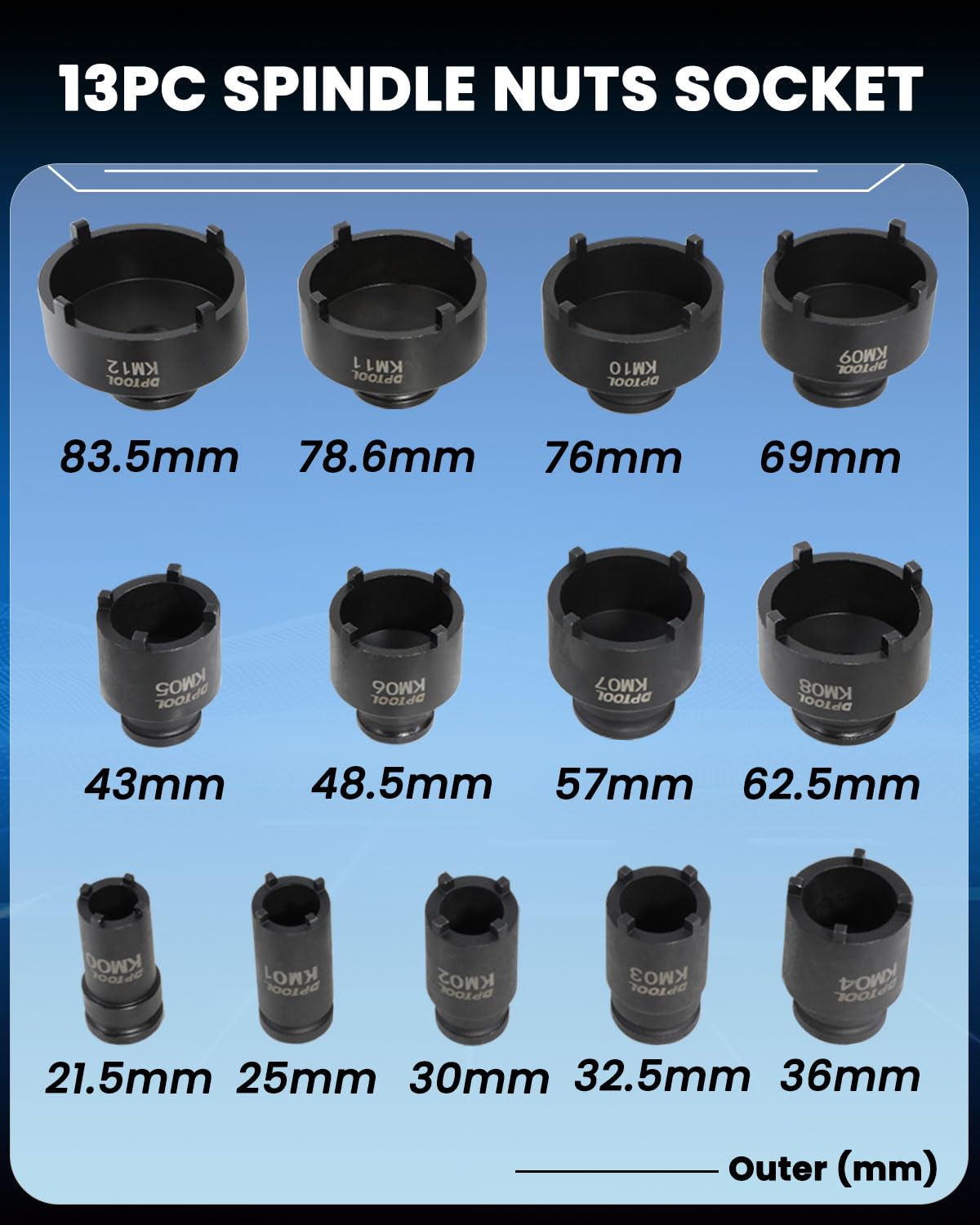 DPTOOL spindle nuts socket 21-5mm outer diameter for KM groove nuts