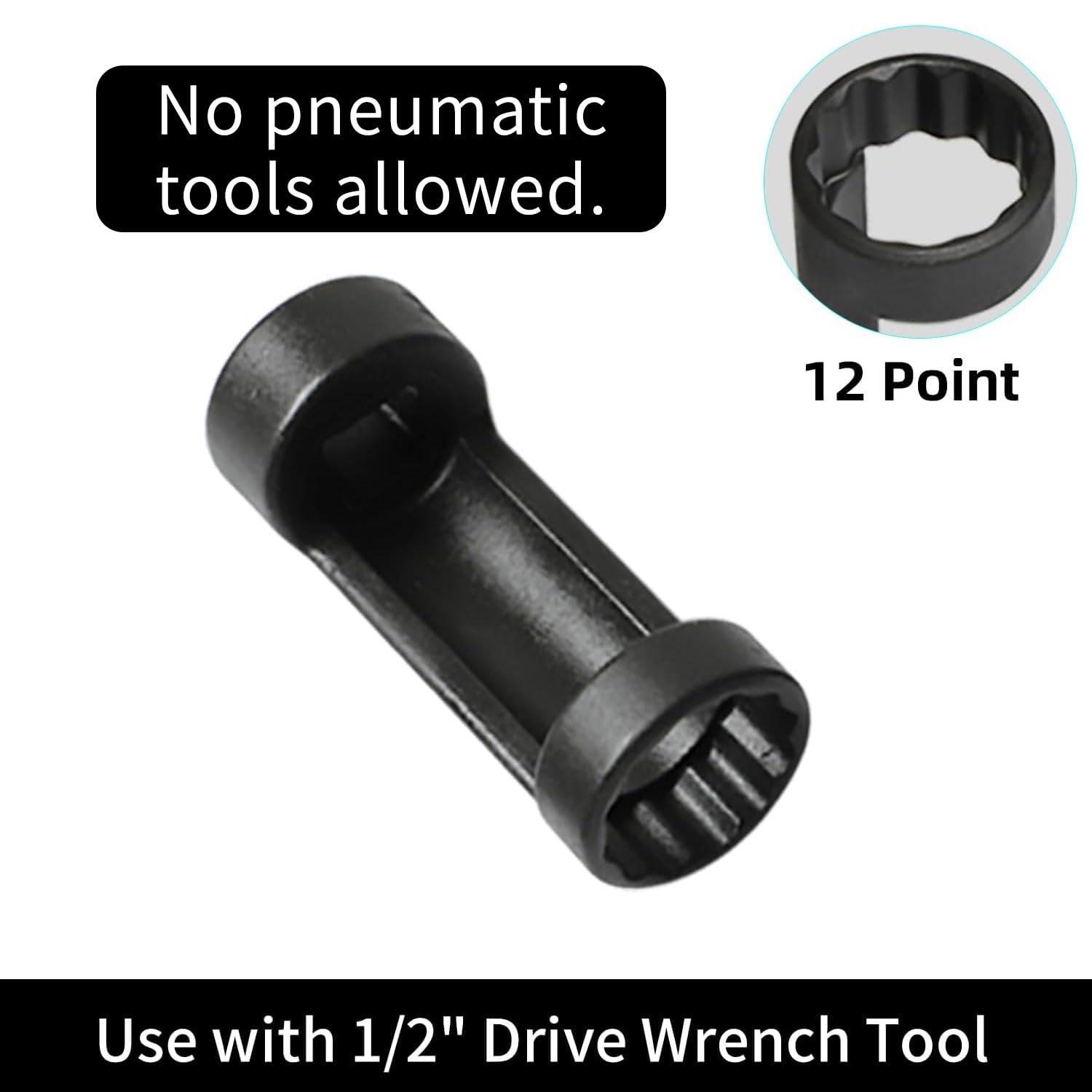 DPTOOL Strut Nut Socket 24mm, 12-point, 1/2 inch drive for heavy-duty suspension work.