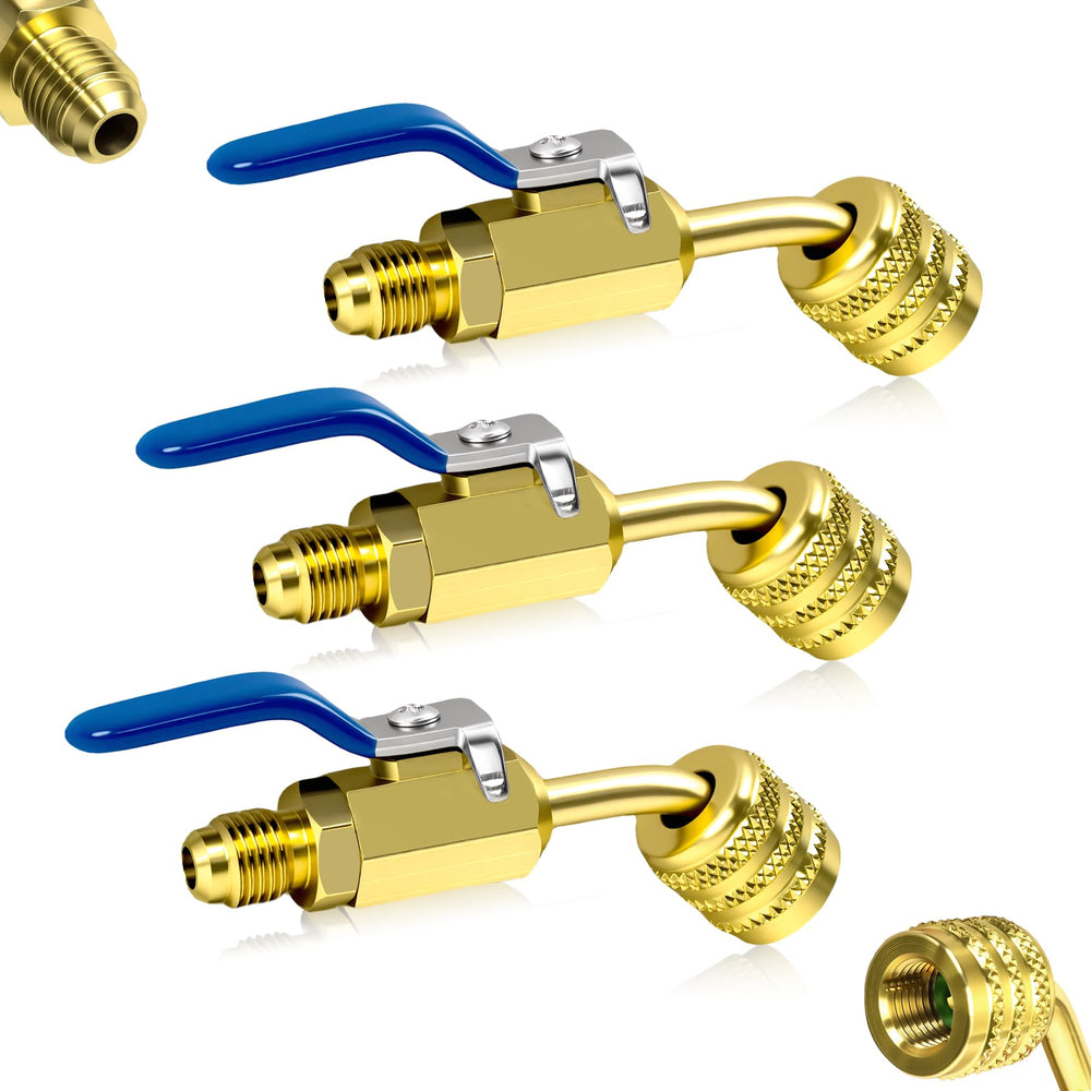 Drako-Myxx 3Pcs A2L ball valve adapter assembly enables secure refrigerant connections.