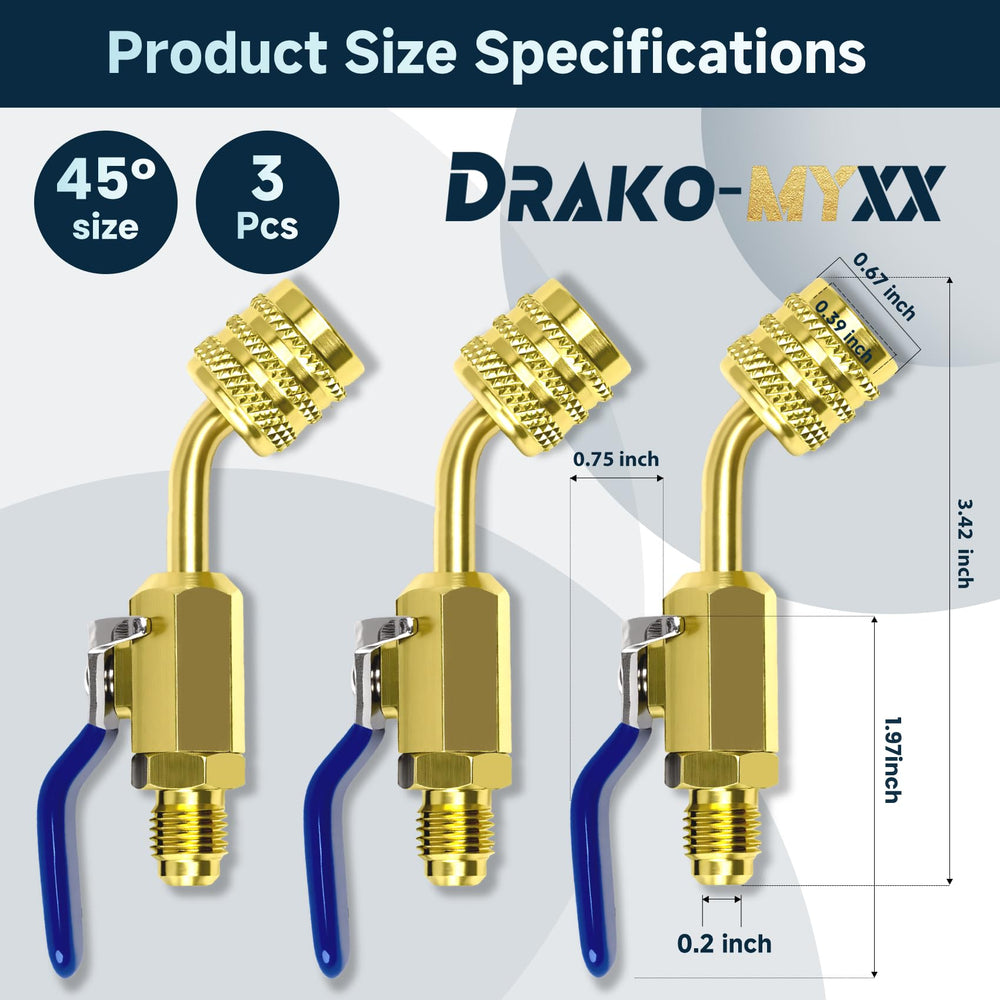 Drako-Myxx left-hand female to right-hand male flare facilitates easy service hose fittings.